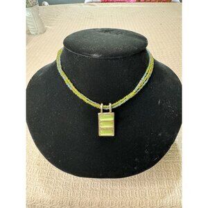 Vintage Lia Sophia Necklace With Green & Blue Beads & Pendant - Perfect For Your